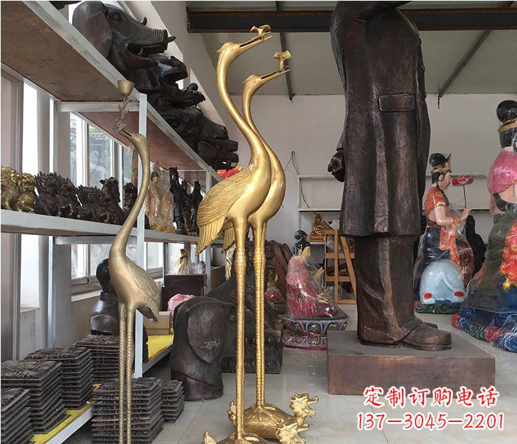 威海铜雕金属仙鹤动物雕塑