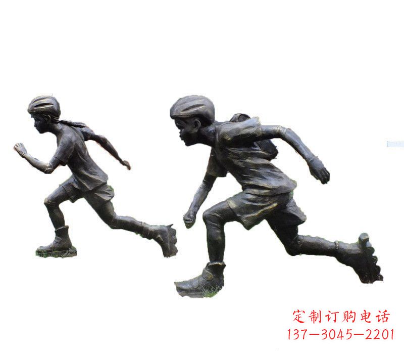 威海铜雕民俗溜冰儿童摆件