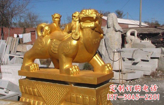 威海铜雕母子貔貅