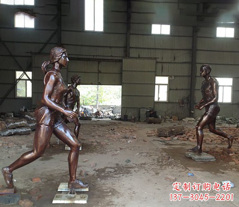 威海铜雕跑步女生
