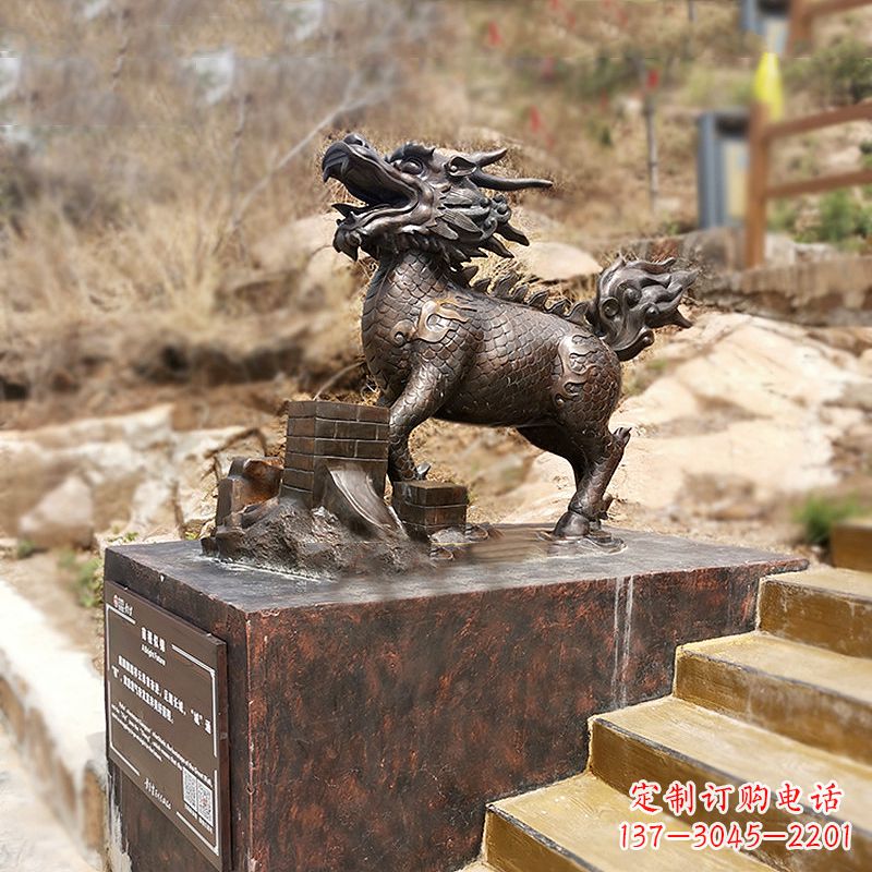 威海铜雕麒麟景观雕塑装饰品