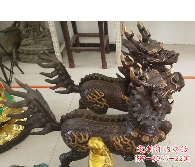 威海铜雕麒麟招财雕塑