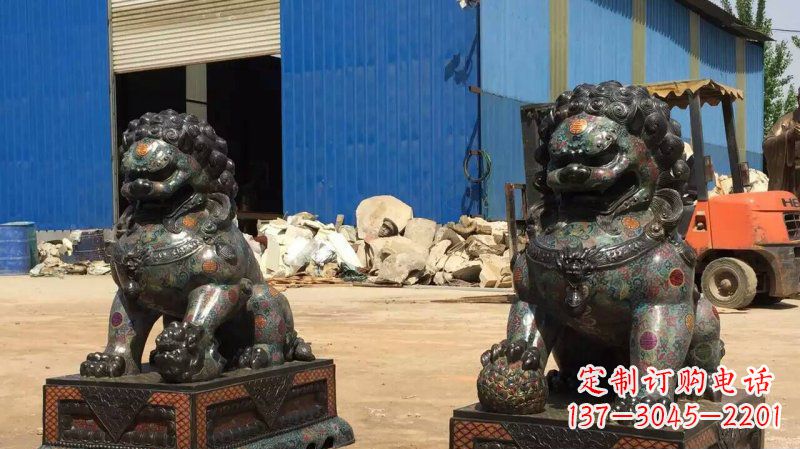威海铜雕企业招财狮子雕塑摆件