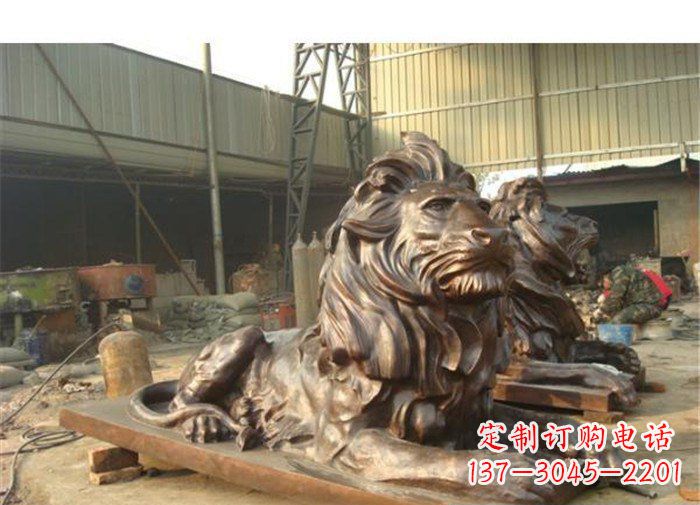 威海铜雕狮子公司门口雕塑