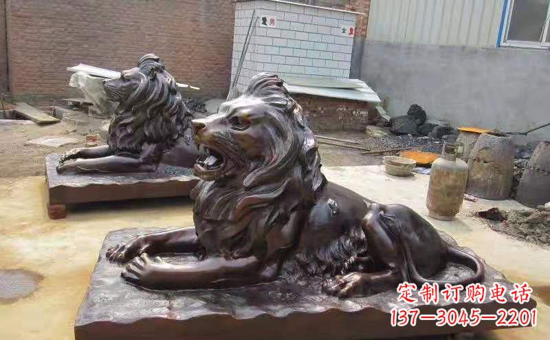 威海铜雕狮子户外摆件镇宅动物雕塑