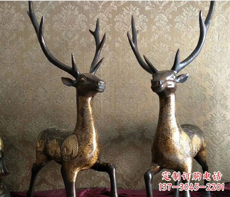 威海铜雕室内装饰动物鹿雕塑