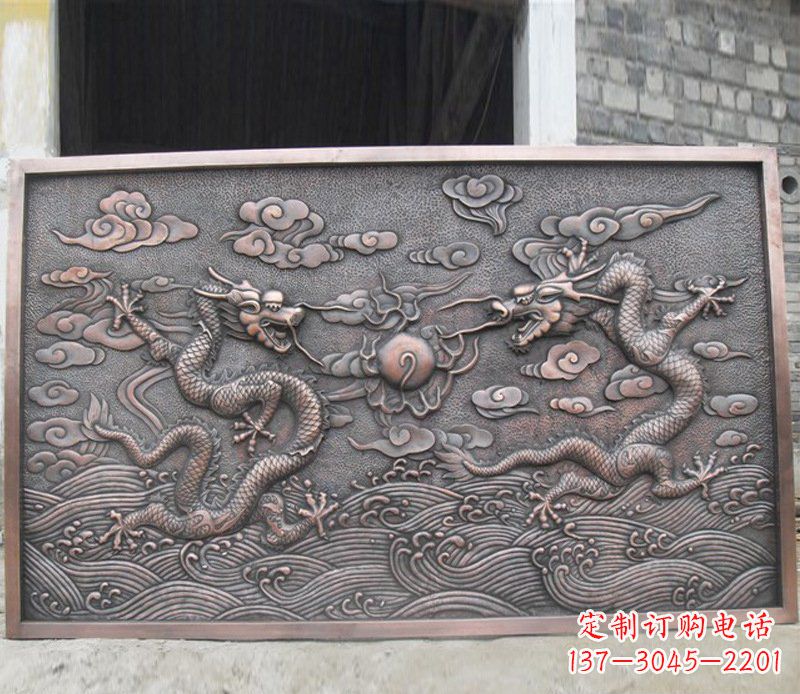 威海铜雕双龙壁画景观摆件