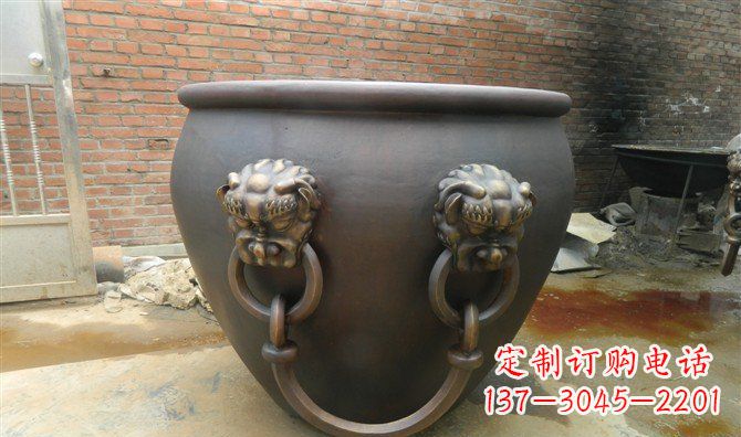 威海铜雕水缸寺庙景观雕塑_2