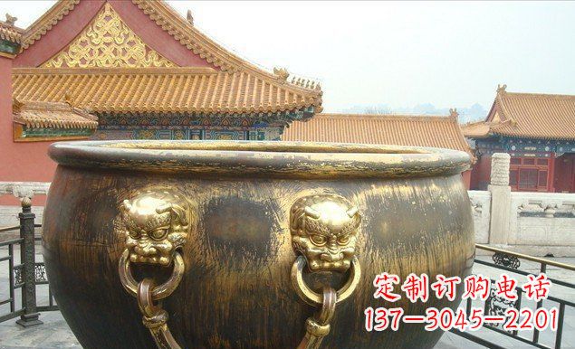 威海铜雕水缸寺庙景观雕塑 (2)