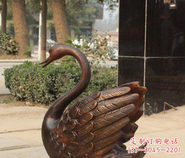 威海铜雕水景天鹅动物雕塑
