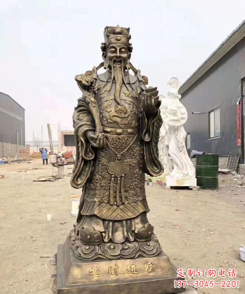 威海铜雕寺庙财神雕塑