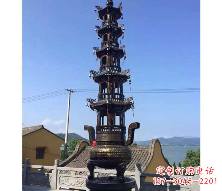 威海铜雕寺庙大型多层香炉
