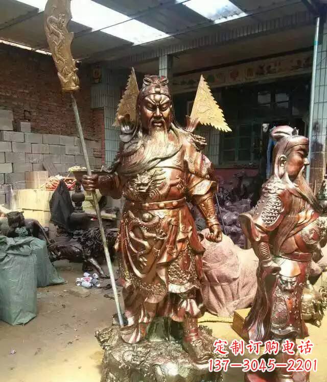 威海铜雕武财神持刀关公雕塑