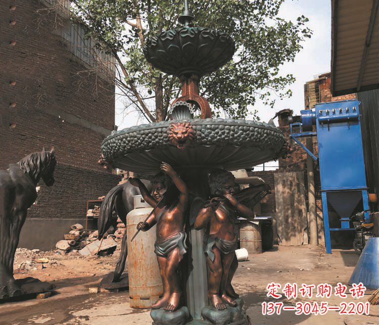 威海铜雕西方人物喷泉景观雕塑