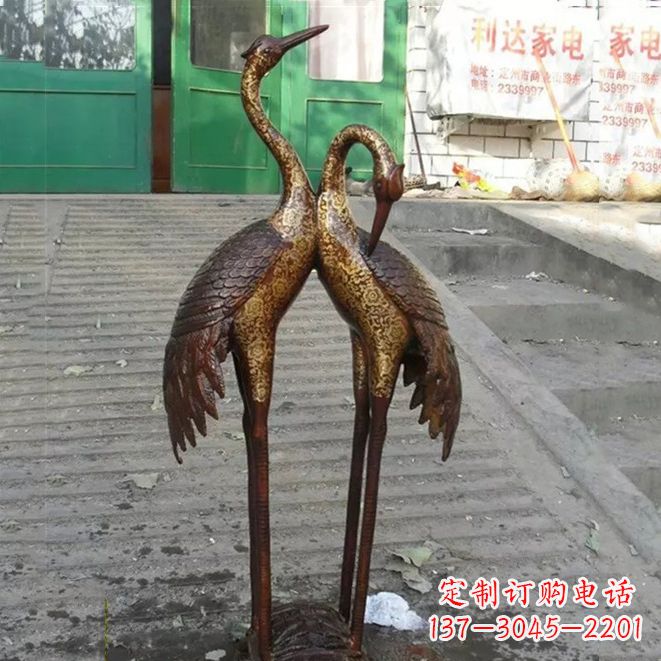 威海铜雕仙鹤夫妻