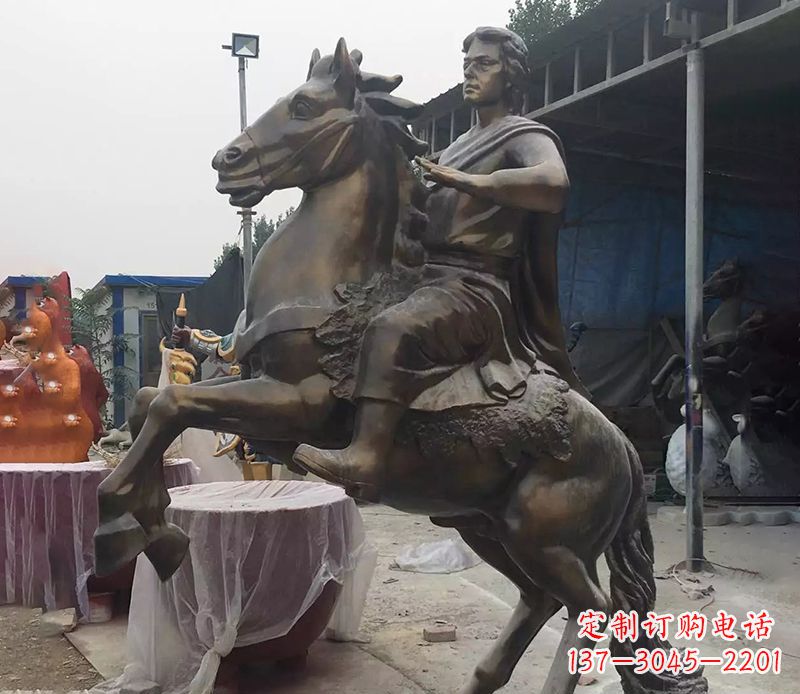 威海铜雕现代骑马人物公园景观