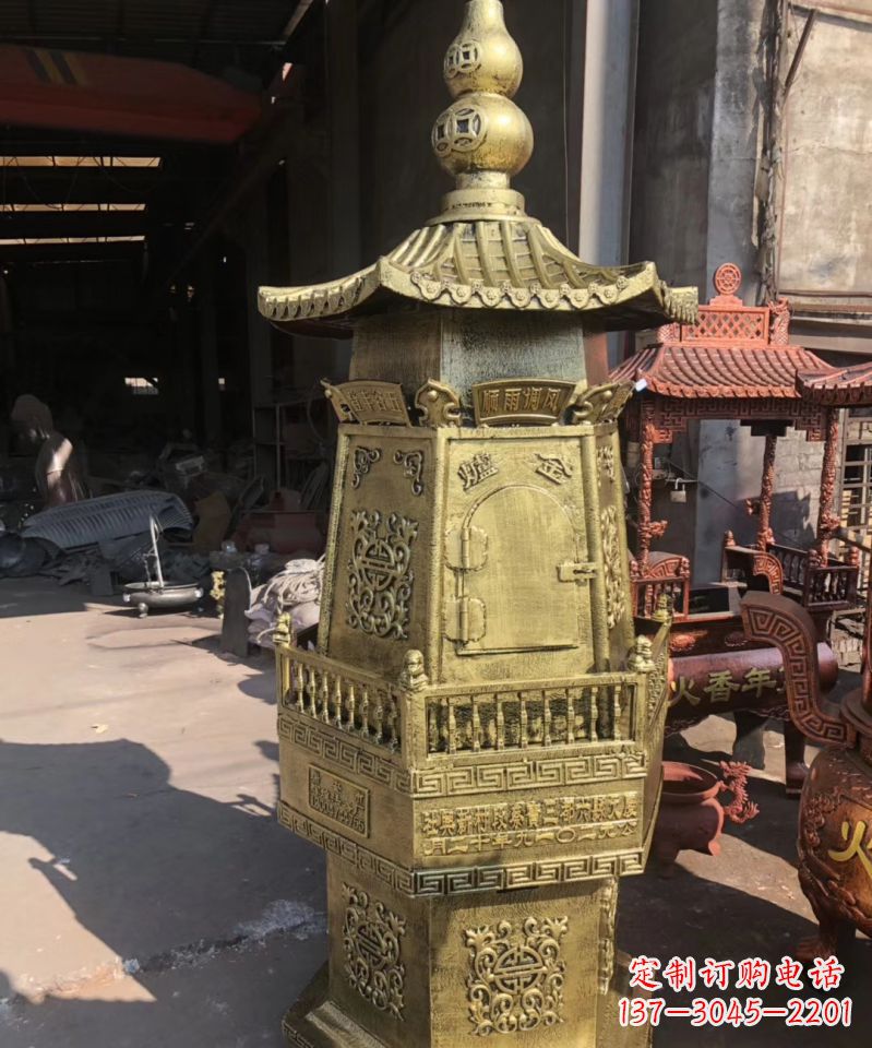 威海铜雕香炉塔寺庙摆件