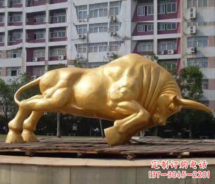 威海铜雕小区动物牛摆件 (3)