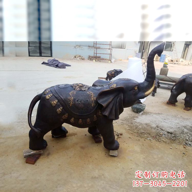 威海铜雕小象雕塑摆件
