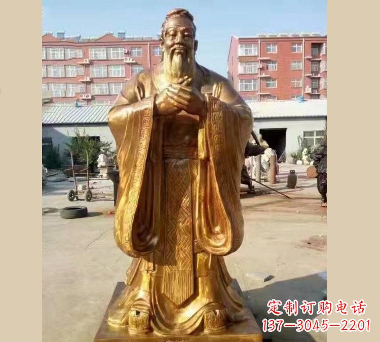 威海铜雕校园孔子