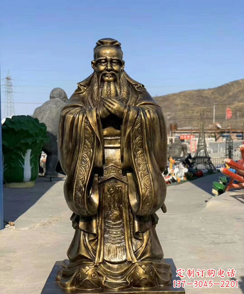 威海铜雕学校孔子人物雕塑