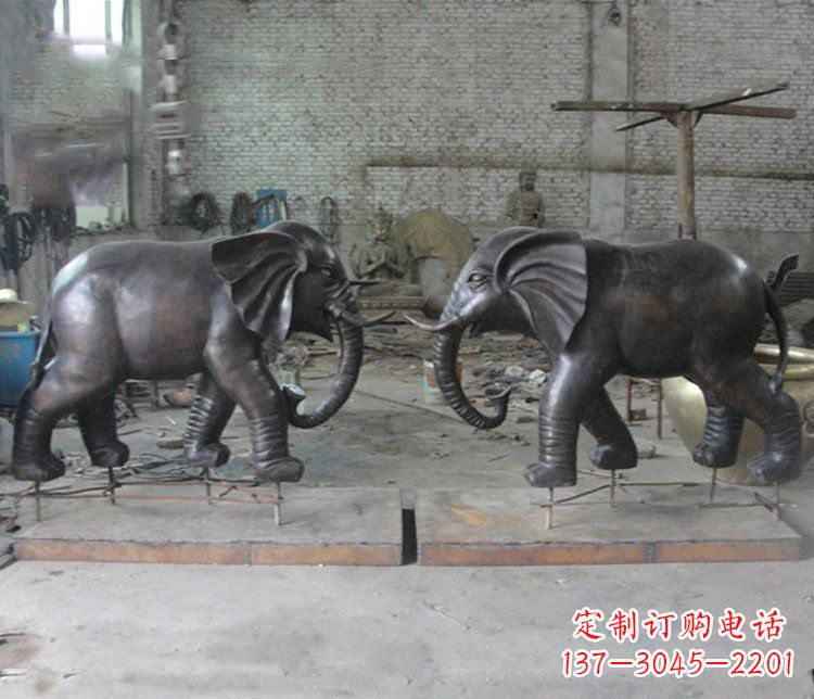 威海铜雕园林动物大象雕塑 (2)