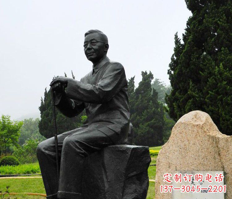 威海铜雕园林老舍人物雕塑