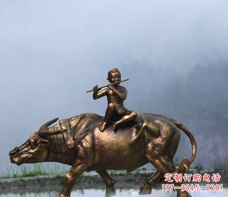 威海铜雕园林牧童骑牛