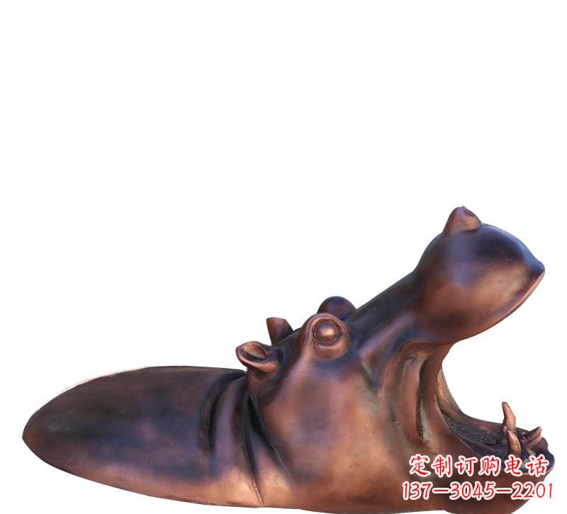 威海铜雕张嘴河马