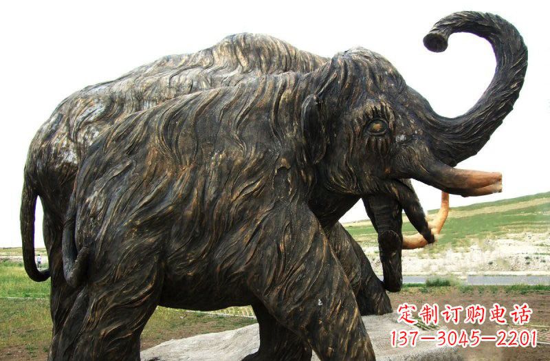 威海铜雕长毛象动物雕塑
