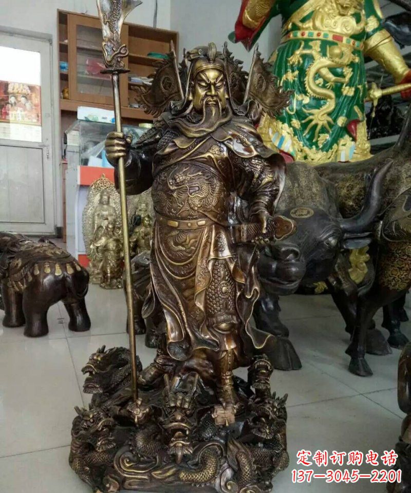 威海铜雕镇宅关公寺庙神像雕塑摆件