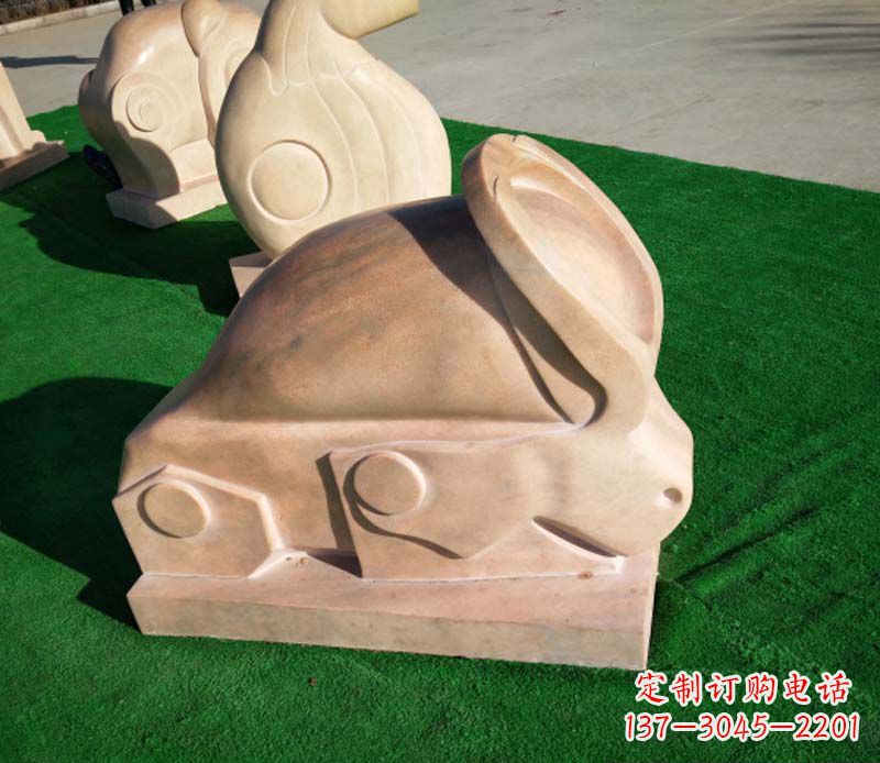 威海晚霞红抽象十二生肖石雕