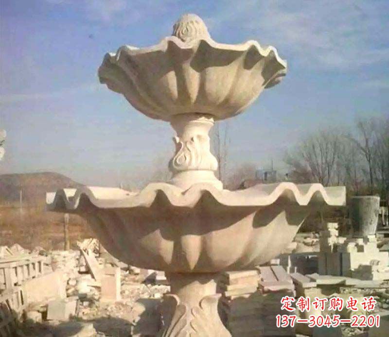 威海晚霞红大型喷泉石雕