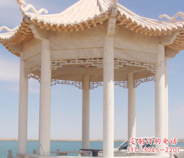 威海晚霞红单层凉亭石雕