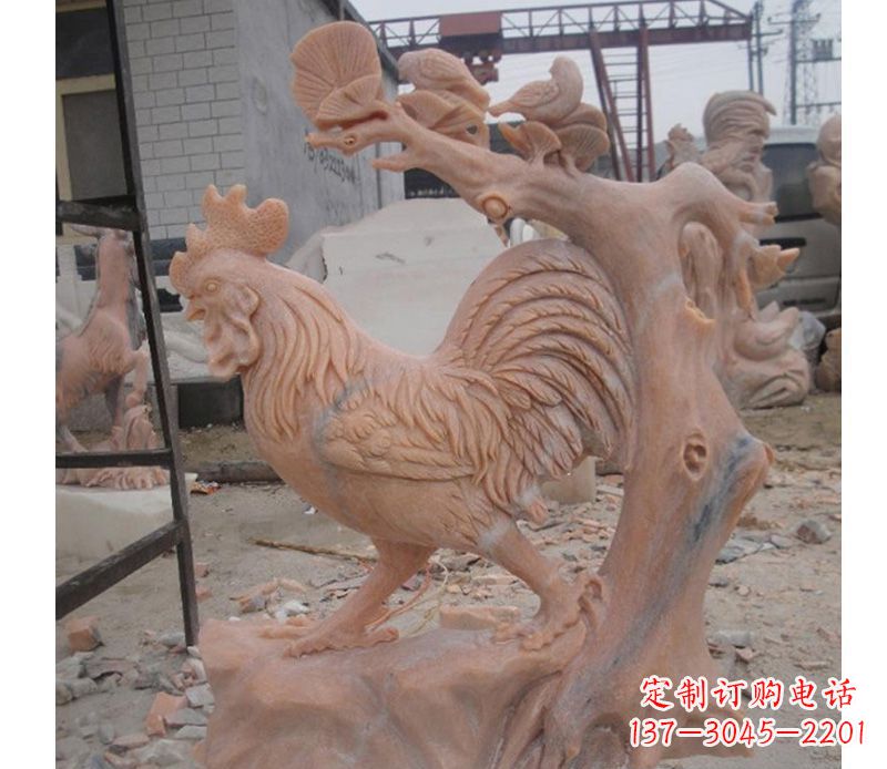 威海晚霞红公鸡雕塑
