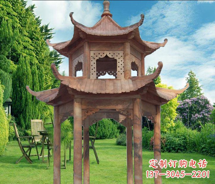 威海晚霞红公园建筑凉亭
