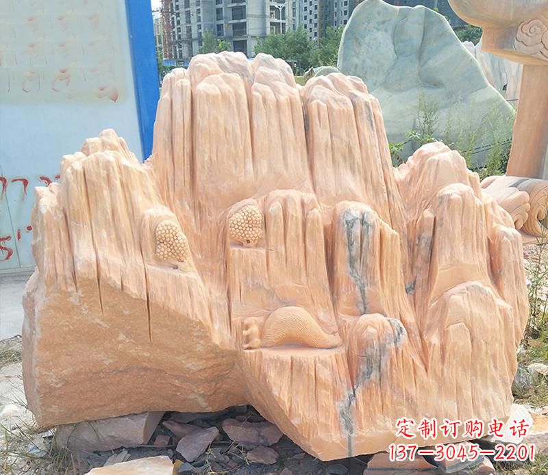 威海晚霞红景观假山雕塑