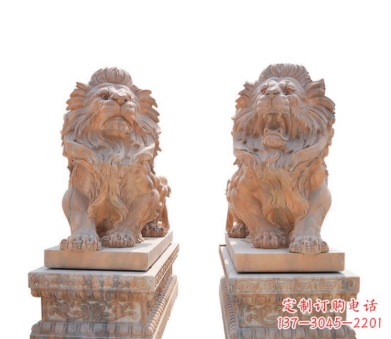 威海晚霞红欧式狮子雕塑