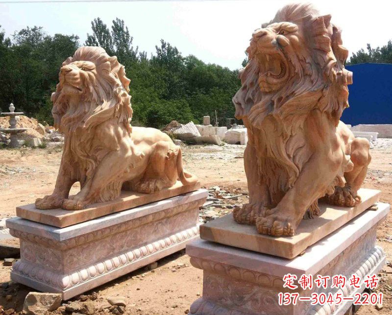 威海晚霞红欧式狮子雕塑222