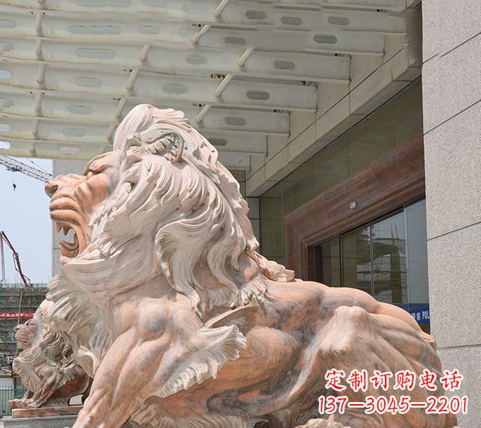 威海晚霞红欧式狮子石雕 (3)