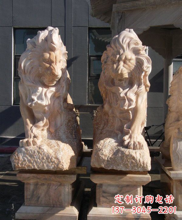威海晚霞红欧式狮子石雕