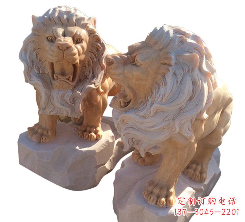 威海晚霞红欧式西洋狮子雕塑