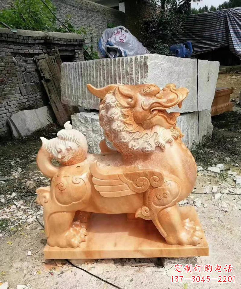 威海晚霞红貔貅雕塑1