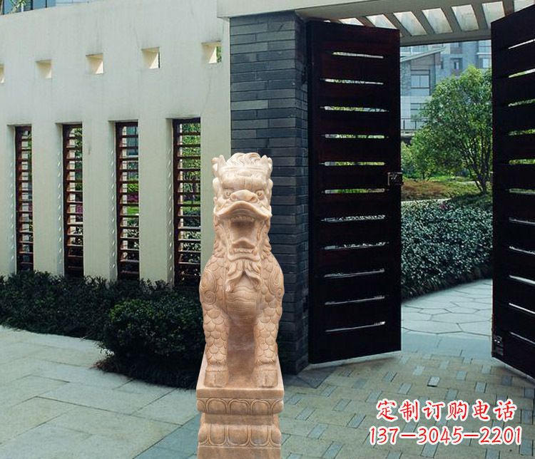 威海晚霞红瑞兽麒麟雕塑