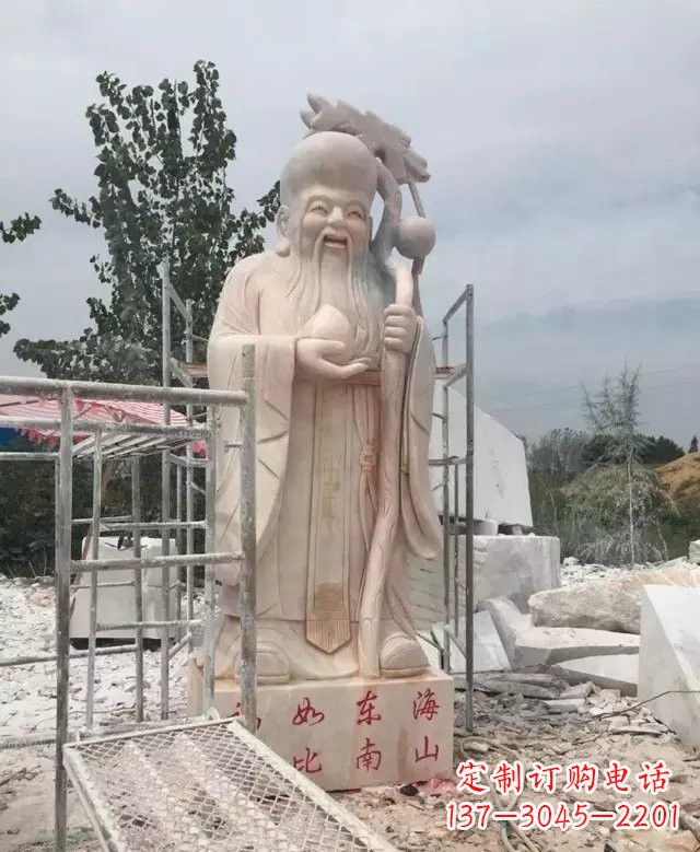威海晚霞红神像老寿星雕塑
