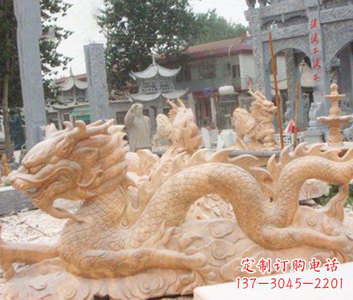 威海晚霞红生肖龙石雕