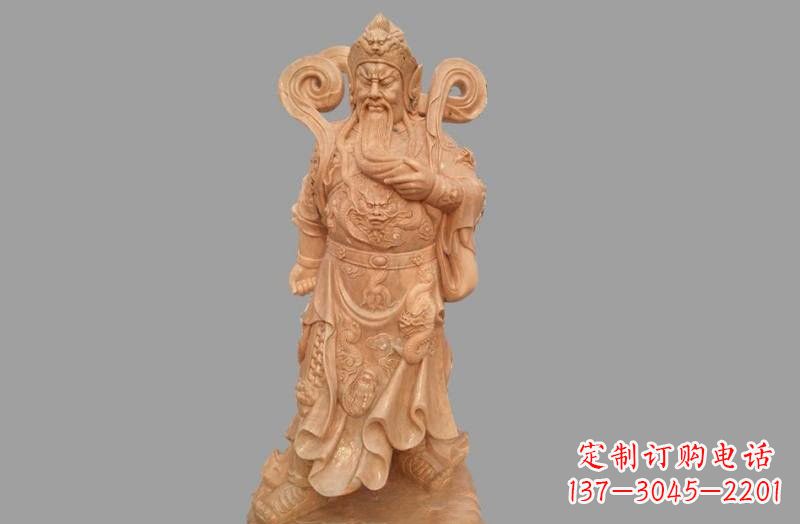 威海晚霞红武财神关公雕像