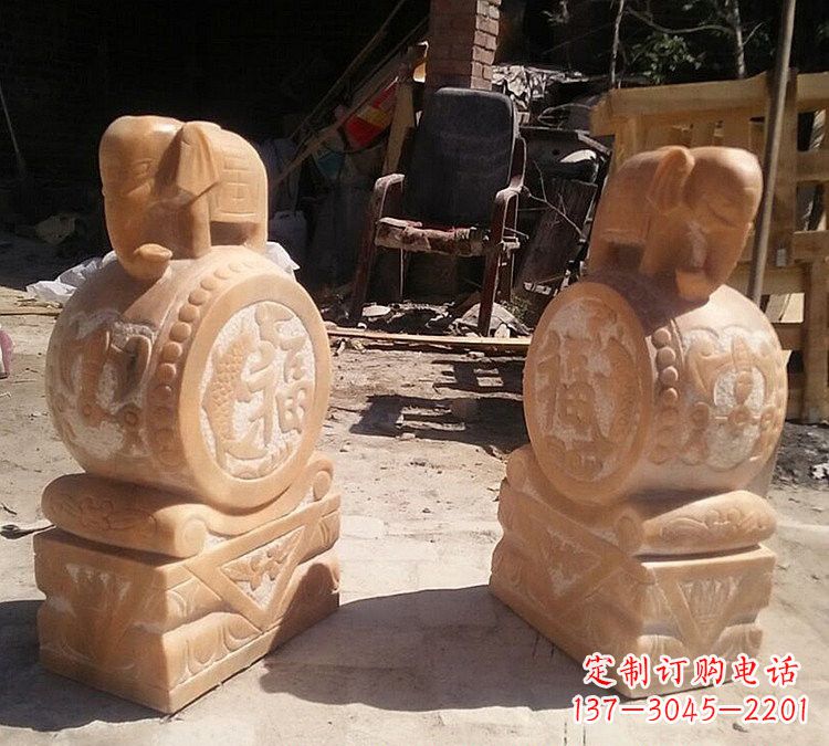 威海晚霞红小象门墩