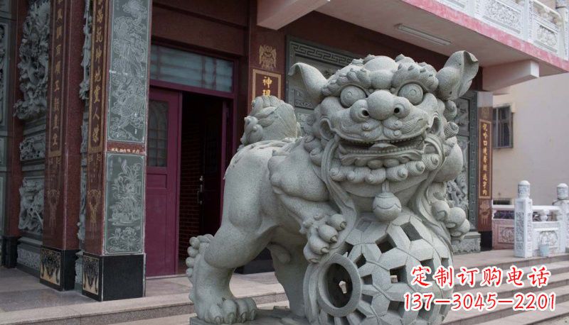 威海网球狮石雕南方狮子雕塑