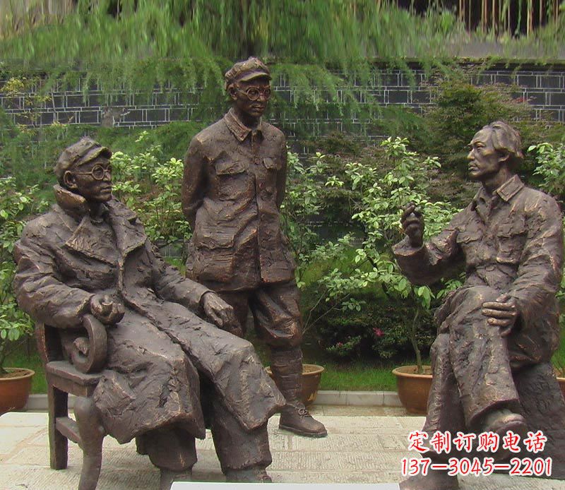 威海伟人毛泽东刘伯承铜雕 